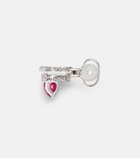 Yeprem 18kt white gold (750/1000) single clip-on earring with ruby and diamonds