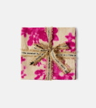 The House of Lyria Plumeria set of 2 floral linen napkins