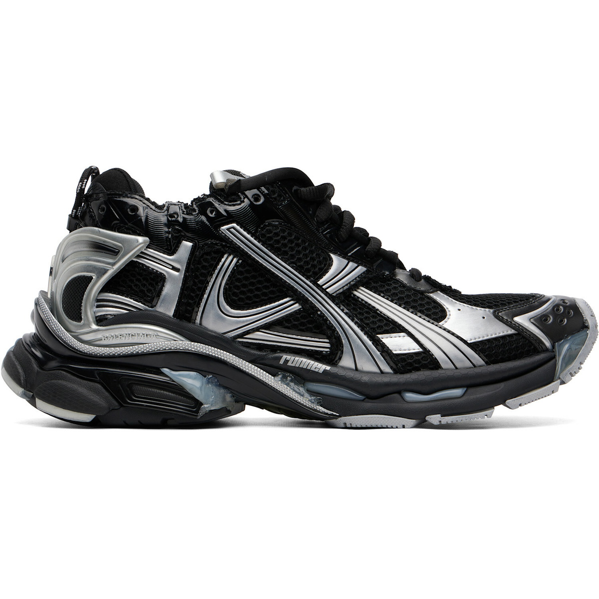 Balenciaga Black & Silver Runner Sneakers