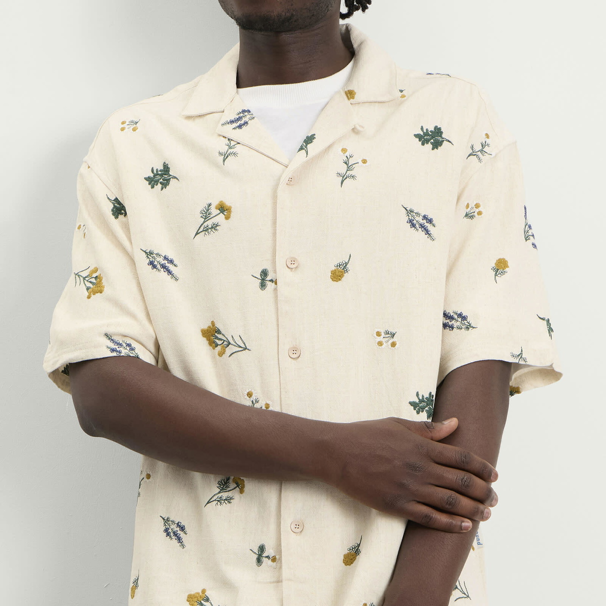 Bound Men's Botanic Shirt in Ecru