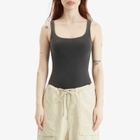 Entire Studios Women's Square Neck Bodysuit in Washed Black