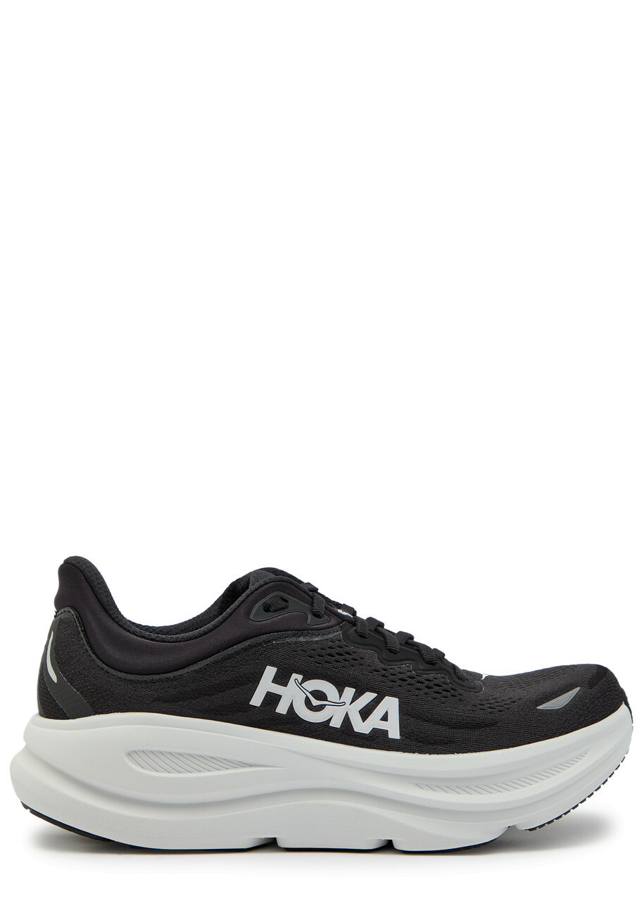 Hoka Bondi 9 Jacquard Mesh-knit Sneakers Black And White