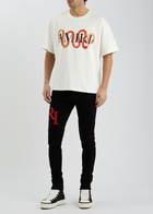 Amiri Snake Printed Cotton T-shirt Ivory