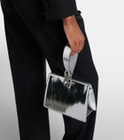 Ferragamo Gancini Small metallic leather clutch