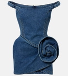 Magda Butrym Off-shoulder floral-appliqué denim minidress