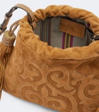 Etro Kalispera Small embroidered suede clutch