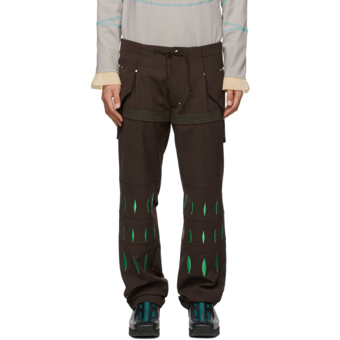 Kiko Kostadinov Brown Embroidered Arcadia Trousers