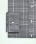 Brooks Brothers Men's Stretch Regent Regular-Fit Dress Shirt, Non-Iron Herringbone Glen Plaid Ainsley Collar | Black