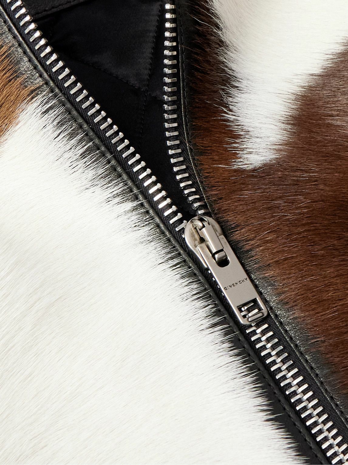 Givenchy - Slim-Fit Belted Cow-Print Calf Hair and Leather Jacket - Brown