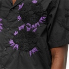 Noma t.d. Men's Flower & Cactus Hand Embroidery Vacation Shirt in Black