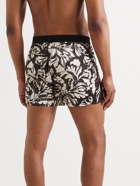 TOM FORD - Velvet-Trimmed Floral-Print Stretch-Silk Satin Boxer Briefs - Black