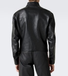 Gucci Web Stripe leather biker jacket