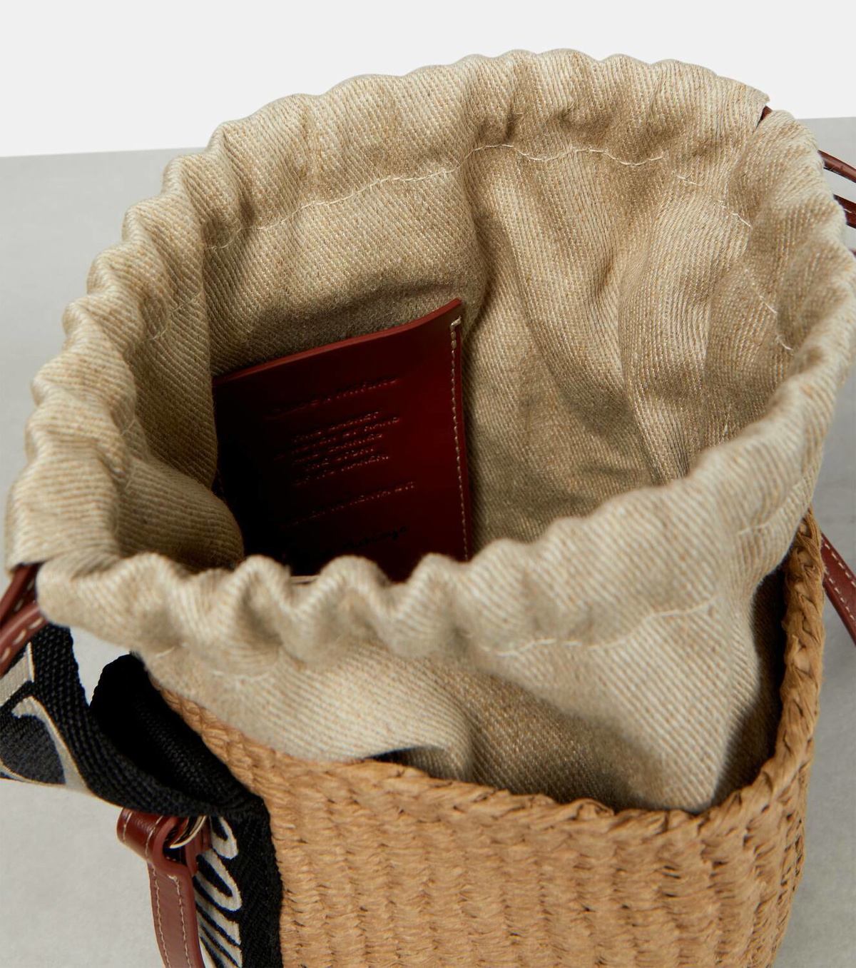 Chloé Woody Mini leather-trimmed bucket bag
