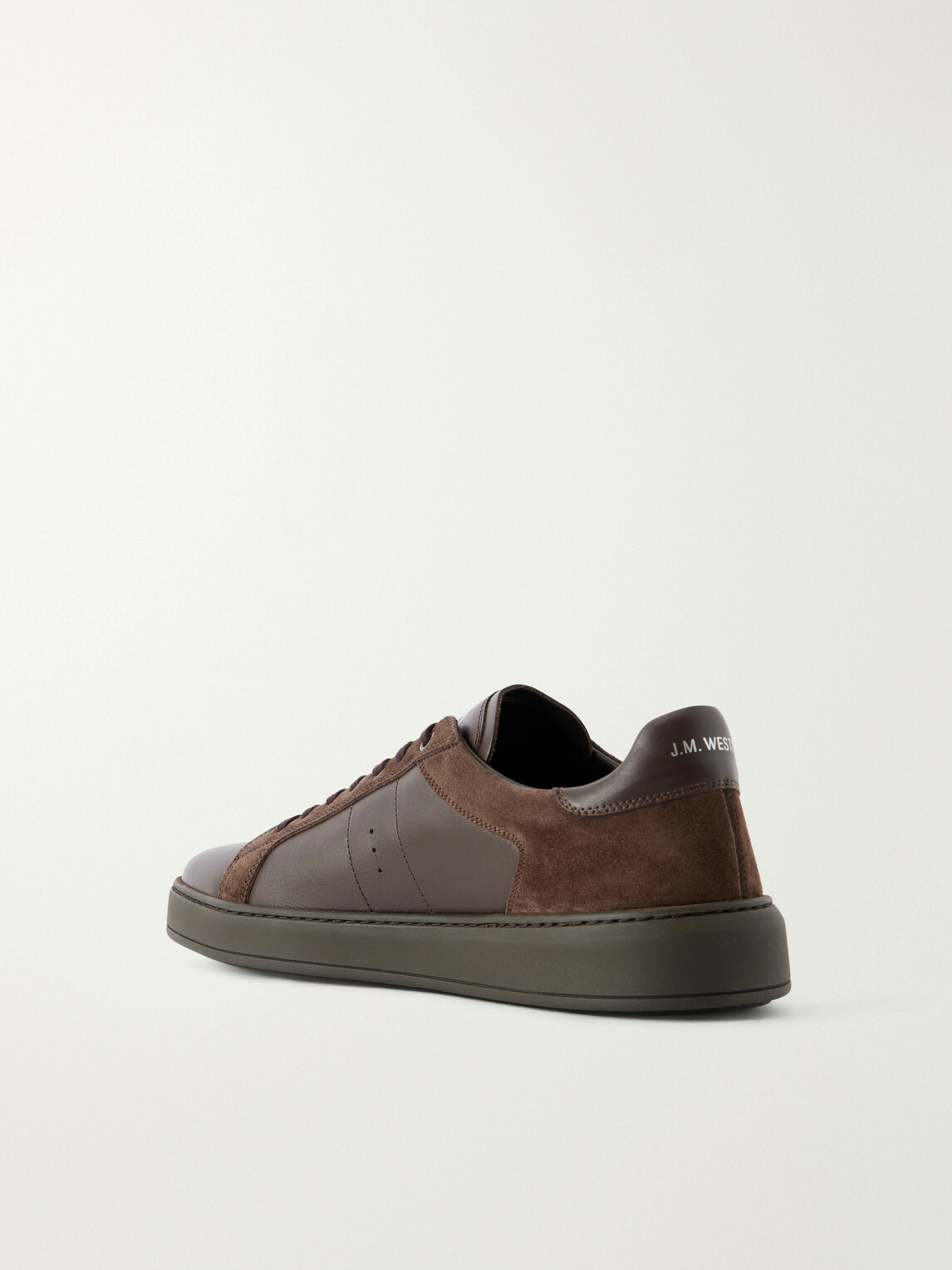 J.M. Weston - On Time Suede-Trimmed Leather Sneakers - Brown