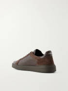 J.M. Weston - On Time Suede-Trimmed Leather Sneakers - Brown