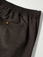 Canali - Straight-Leg Pleated Wool-Flannel Trousers - Brown