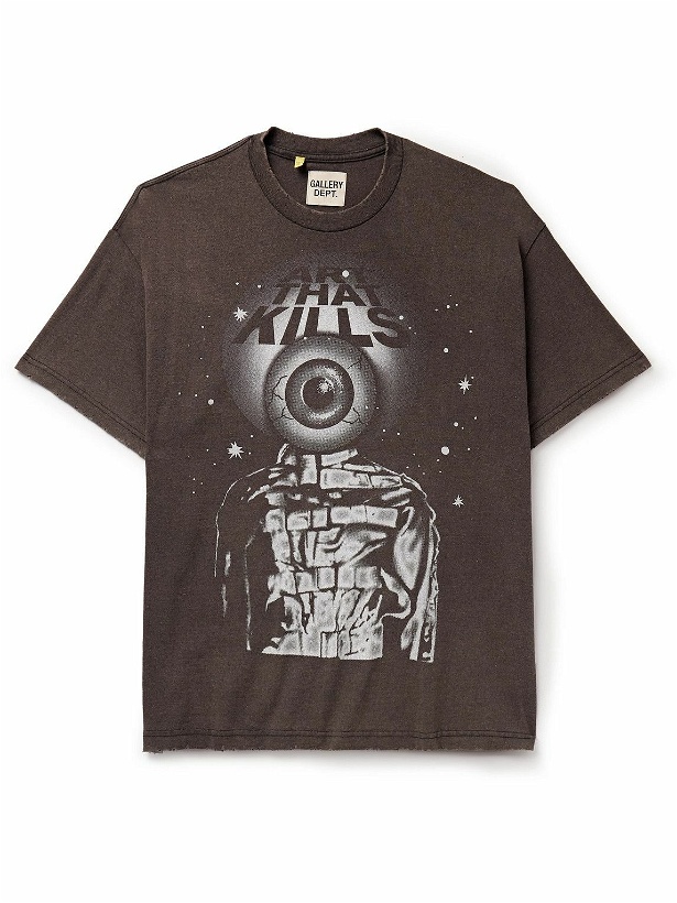 Photo: Gallery Dept. - Rod Distressed Glittered Printed Cotton-Jersey T-Shirt - Gray