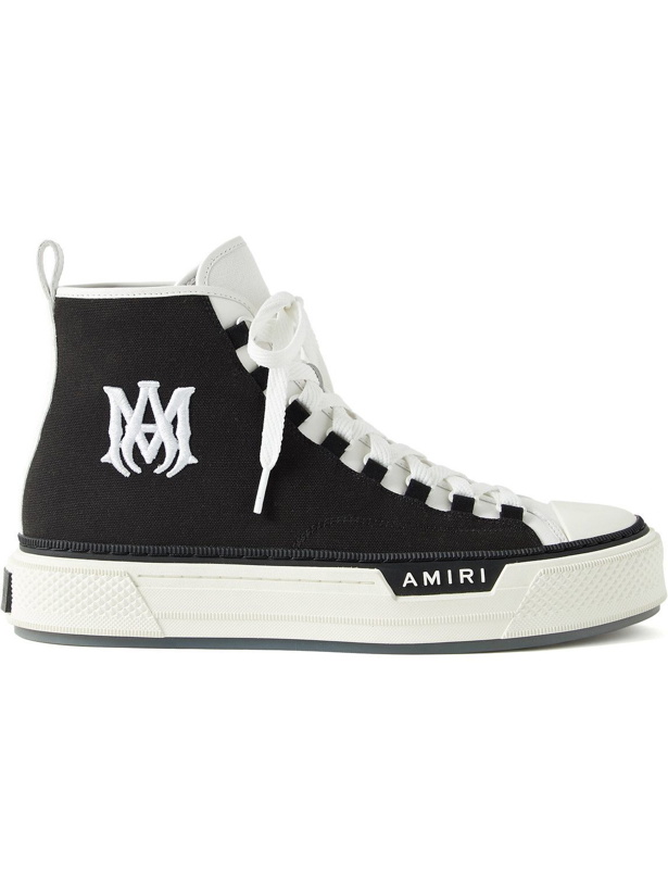 Photo: AMIRI - MA Court Leather-Trimmed Canvas High-Top Sneakers - Black
