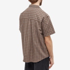 Polar Skate Co. Men's Short Sleeve Mitchell Flannel Shirt in Brown/Blue