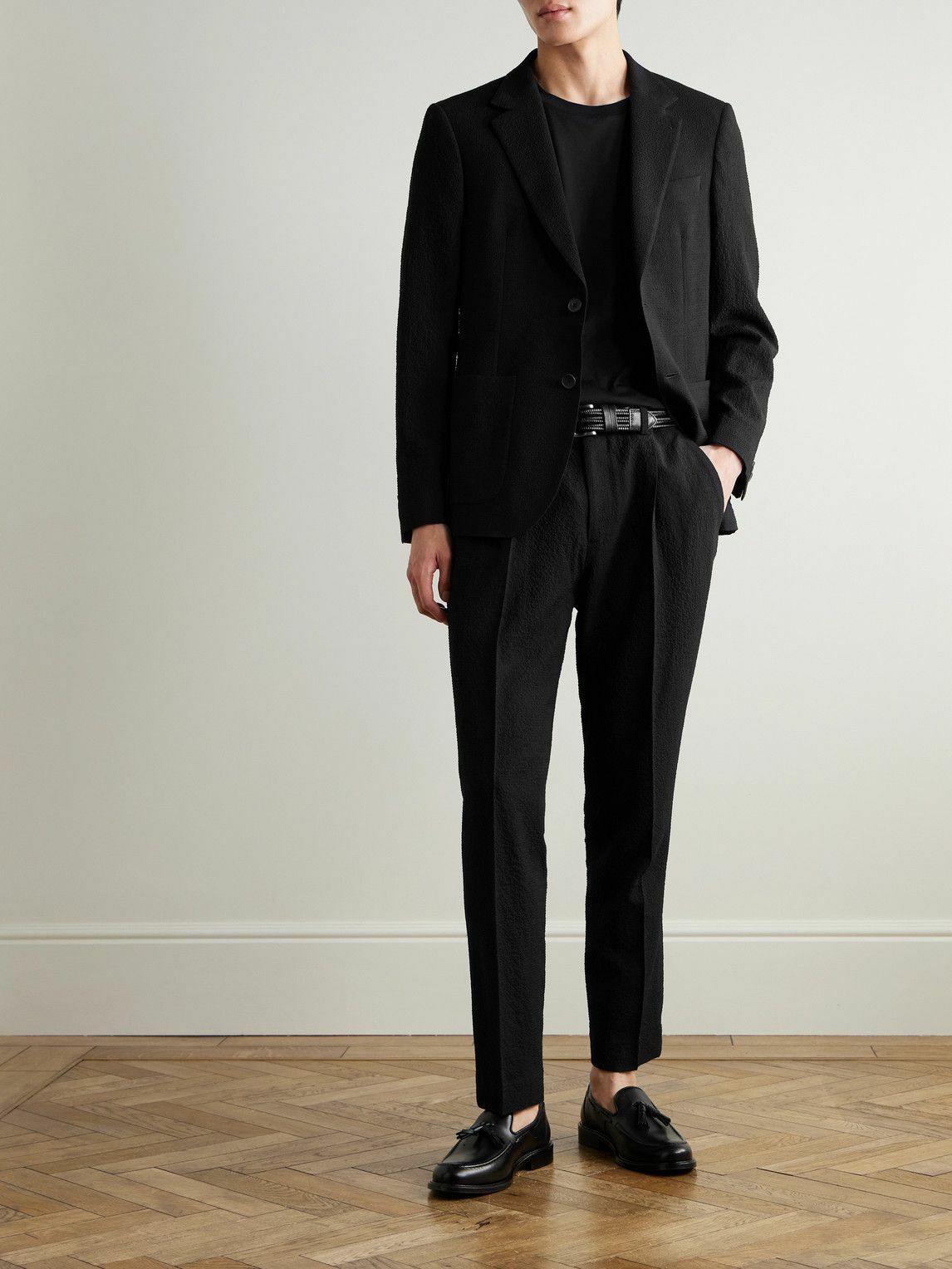 Mr P. - Wool-Blend Seersucker Blazer - Black