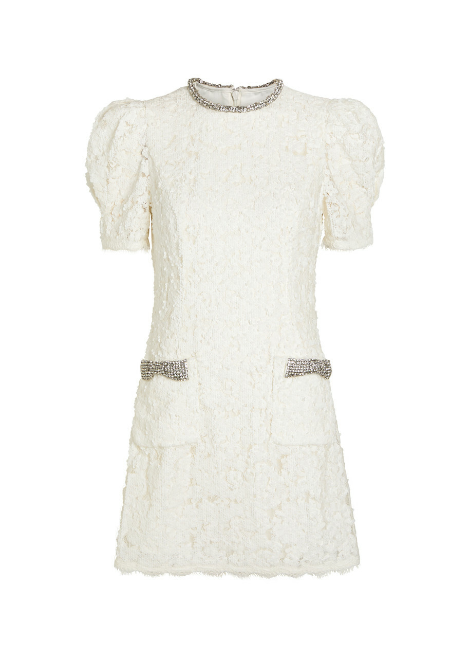 Rebecca Vallance Dillon Crystal and Sequin-embellished Lace Mini Dress Ivory