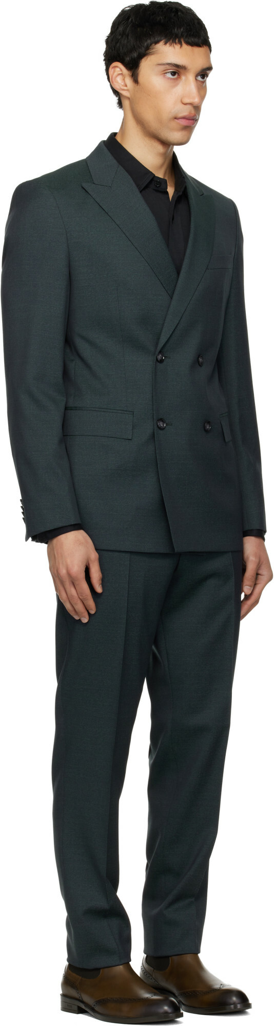 BOSS Gray Slim-Fit Virgin Wool Suit