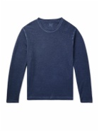 120% - Mélange Stretch Linen and Cotton-Blend Sweatshirt - Blue