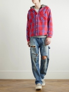 SAINT Mxxxxxx - Jersey-Trimmed Padded Checked Cotton-Flannel Hooded Overshirt - Red