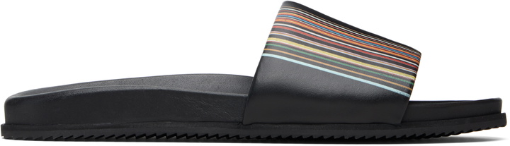 Photo: Paul Smith Black 'Signature Stripe' Leather Bellagio Slides