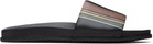Paul Smith Black 'Signature Stripe' Leather Bellagio Slides