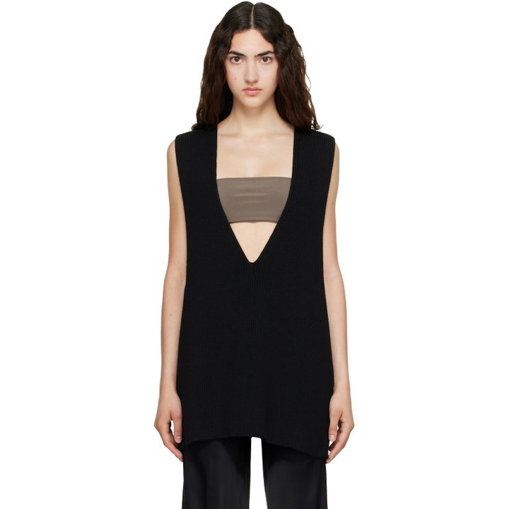 Photo: Rick Owens Black Tower Wool Knit V Neck Vest