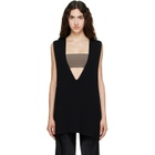 Rick Owens Black Tower Wool Knit V Neck Vest