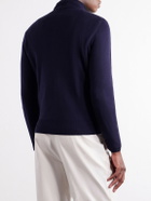Canali - Rib-Trimmed Wool Half-Zip Sweater - Blue
