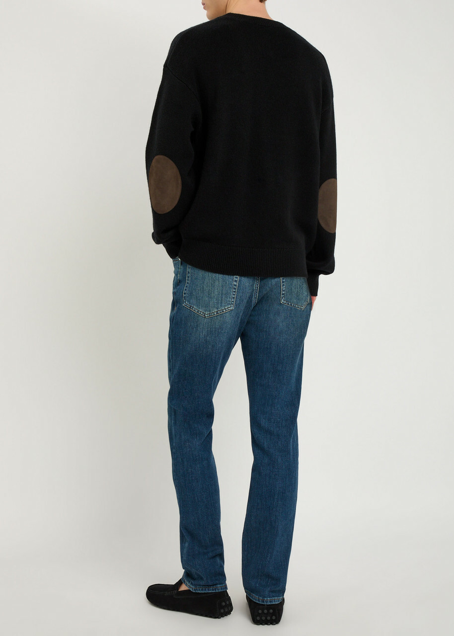 Frame Suede Patch Wool-blend Jumper Black