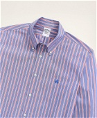 Brooks Brothers Men's Stretch Regent Regular-Fit Sport Shirt, Non-Iron Stripe | Medium Blue