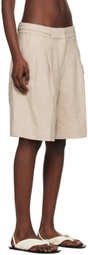 REMAIN Birger Christensen Beige Pleated Shorts