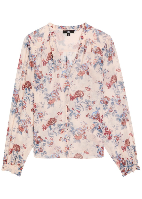 Photo: Paige Lula Floral Silk-chiffon Blouse Pink