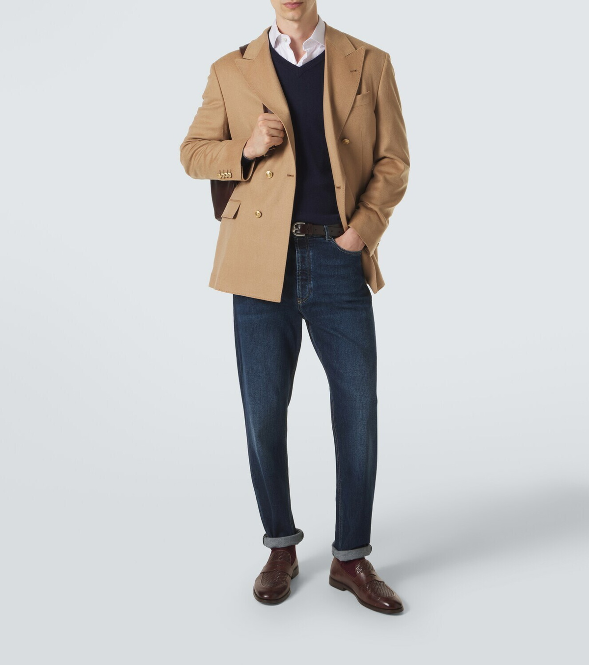 Brunello Cucinelli Camel hair double-breasted suit jacket