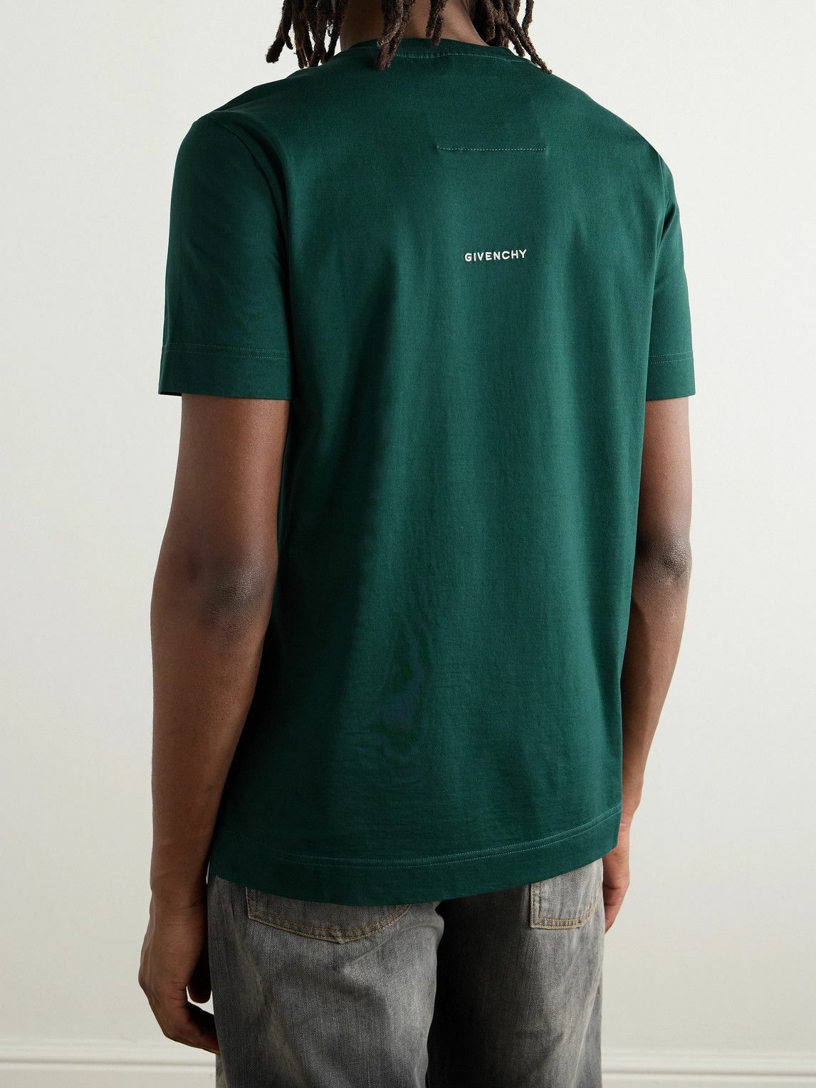 Givenchy - Logo-Embroidered Cotton-Jersey T-Shirt - Green Givenchy