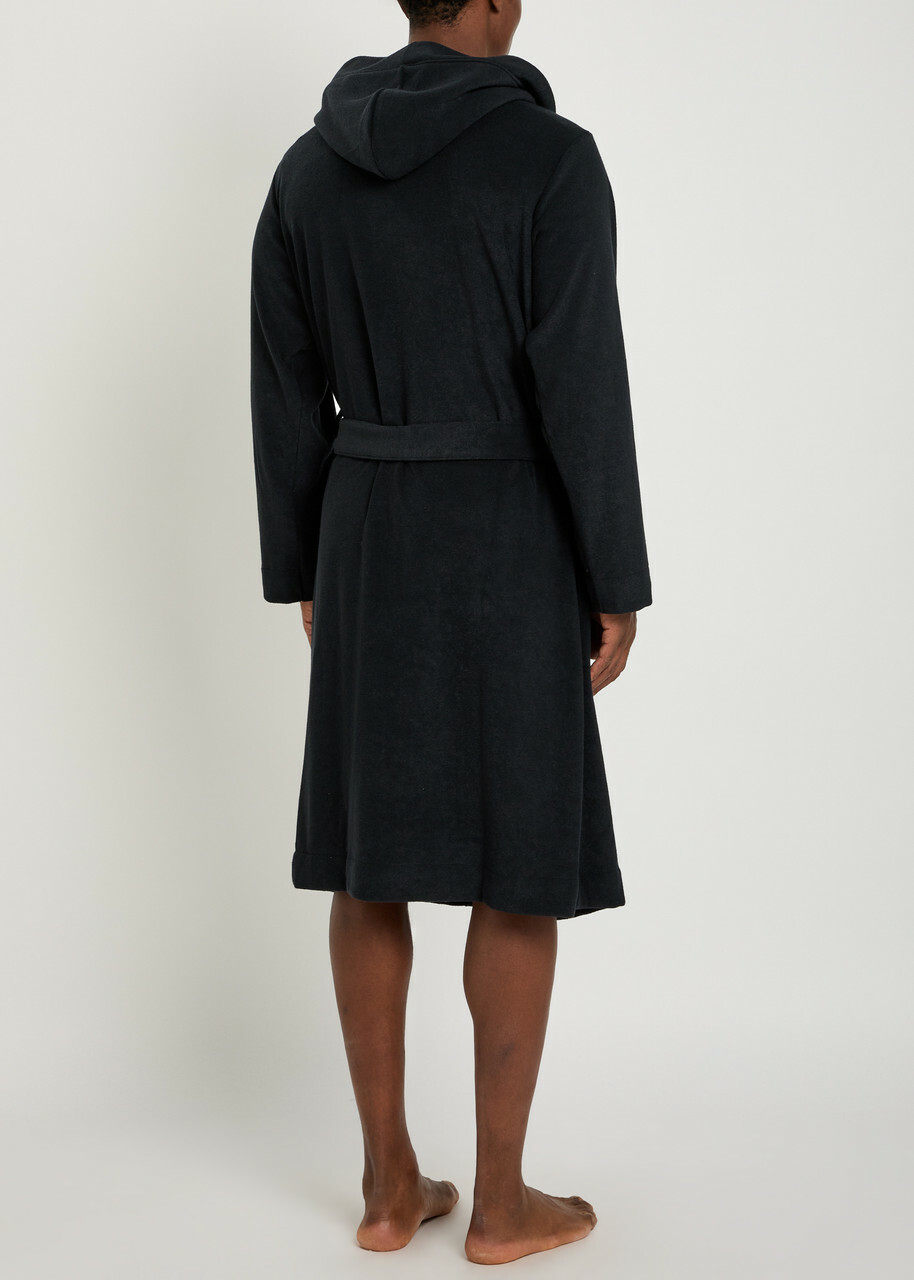 Boss Hooded Terry Robe Black
