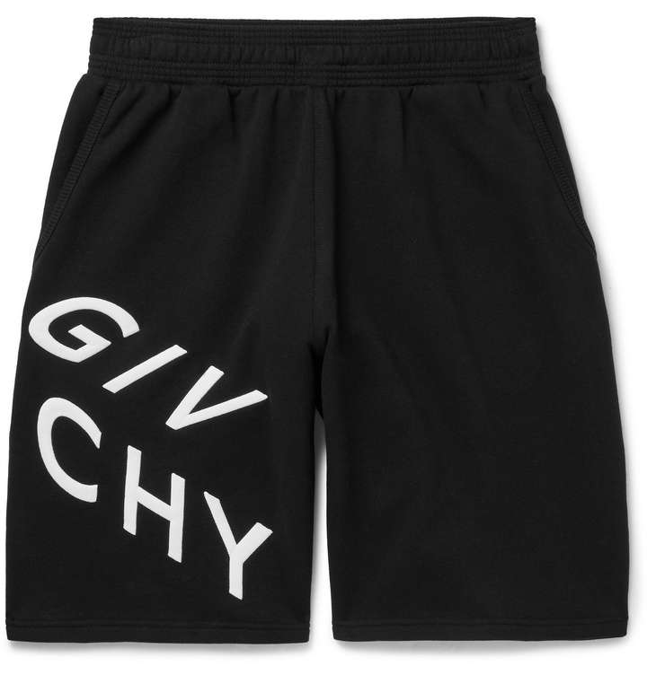 Photo: GIVENCHY - Wide-Leg Logo-Embroidered Loopback Cotton-Jersey Shorts - Black