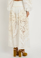 Zimmermann Daylight Embroidered Linen Maxi Skirt Cream