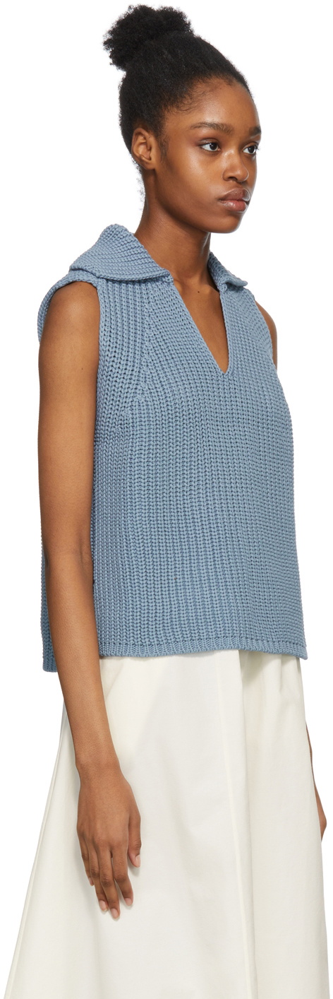 DEVEAUX NEW YORK Blue Knit Aubrey Vest