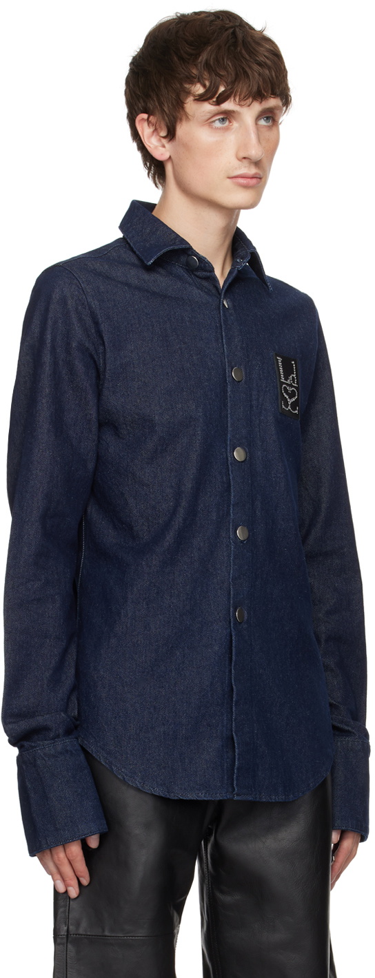 Ludovic de Saint Sernin Indigo Button Denim Shirt