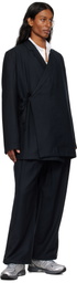 Maharishi Black 6057 Asymmetrical Kimono Wool Blazer