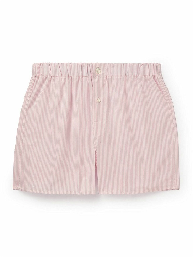 Photo: Emma Willis - Striped Cotton-Poplin Boxer Shorts - Pink