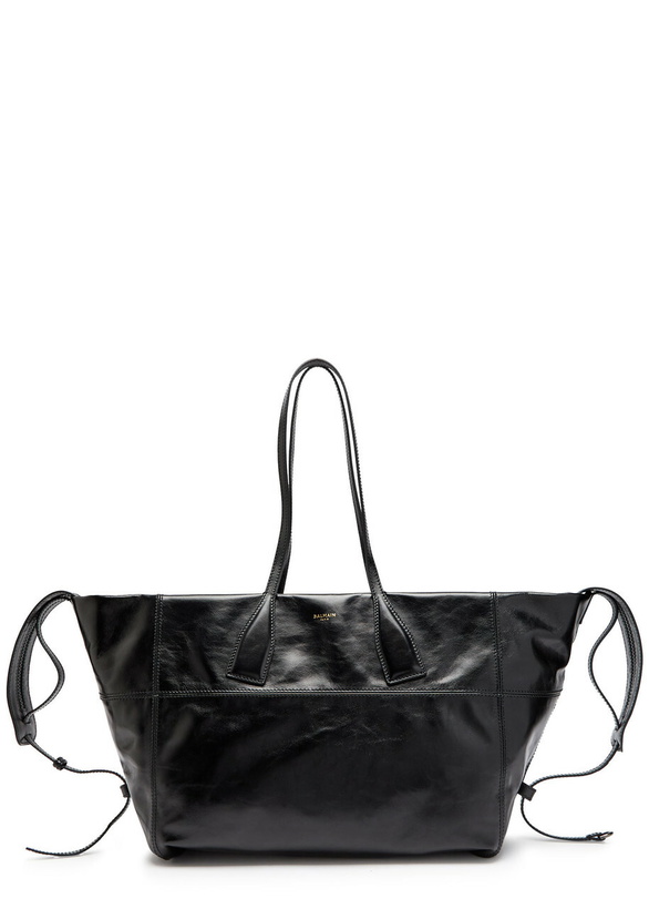 Photo: Balmain Glossed Leather Tote bag - Black - One Size