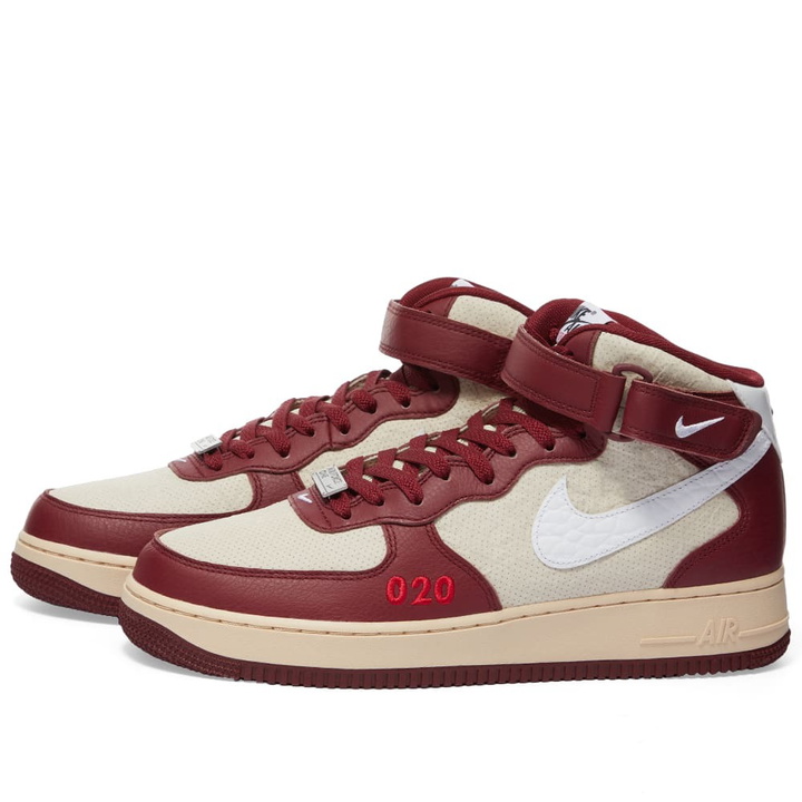 Photo: Nike Men's Air Force 1 Mid Sneakers in Team Red/White Pearl