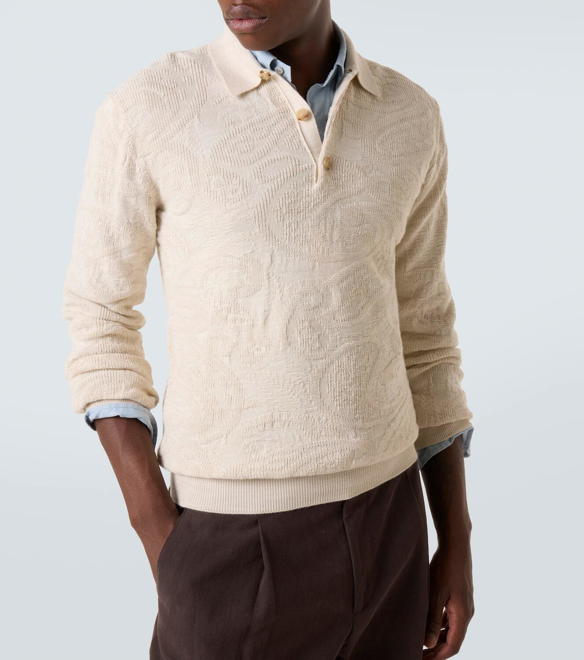 Etro Jacquard wool-blend polo sweater