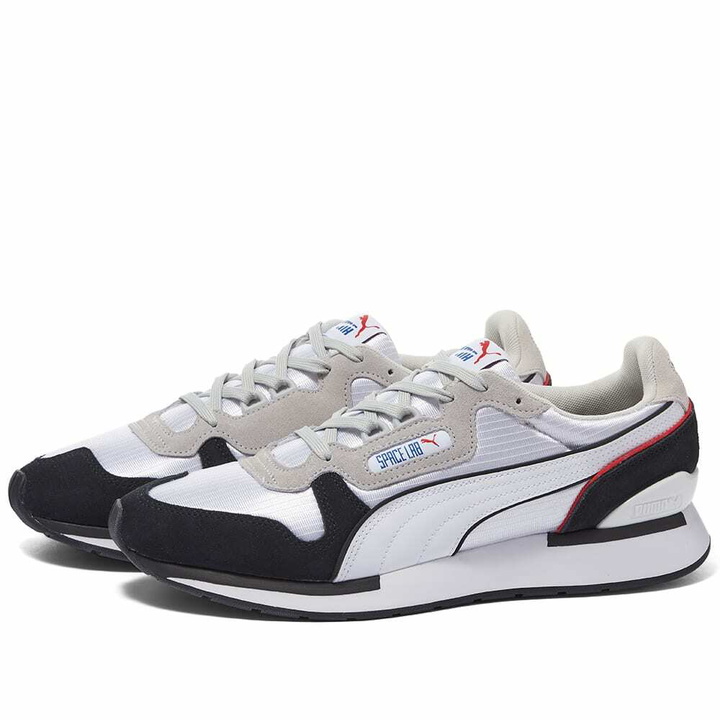 Photo: Puma Men's Space Lab Sneakers in White/Black/Grey Violet